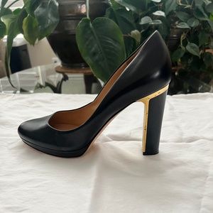 Ferragamo 3.5 Inch Black Leather Heels